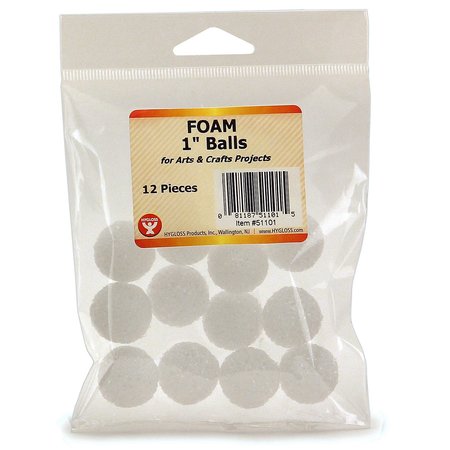 Hygloss Products Craft Foam Balls, 1 Inch, White, 72PK 51101